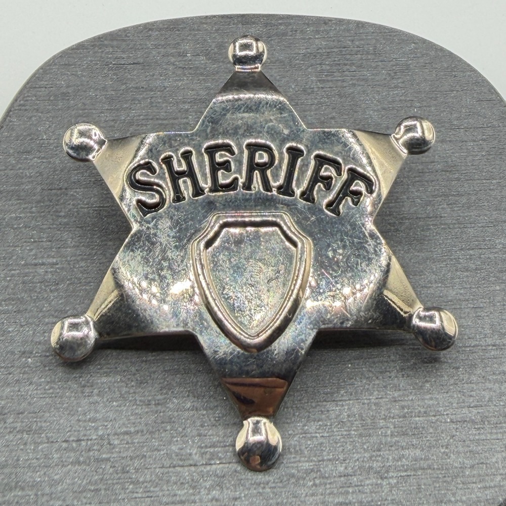 Silver Tone Sheriff Badge Star Brooch Pin Western Cowboy Costume Jewelry Gift
